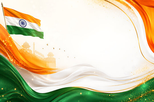 Premium Indian Independent Independence Day Celebration and Republic Day Indian Flag Background with Blank Space for Editorial Use Banner