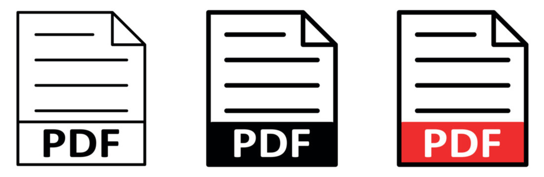 PDF file icon format. Pdf document button. 