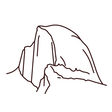 Minimalist Line Art of Half Dome, Yosemite National Park Landmark