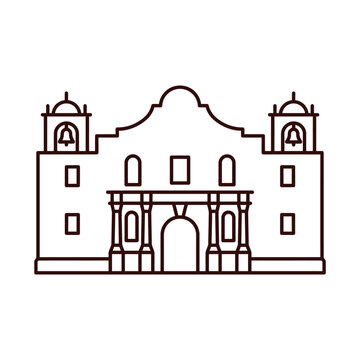 The Alamo Landmark Icon Vector Outline Illustration
