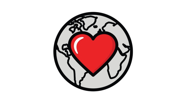 Globe with heart symbol on earth 5.