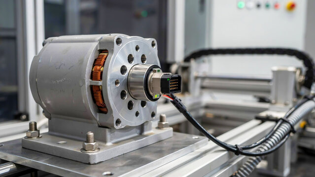 Electric motor assembly for industrial machinery with integrated control module and wiring