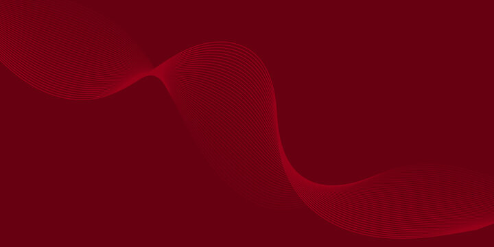 Dark red background with dynamic flowing wave lines vector