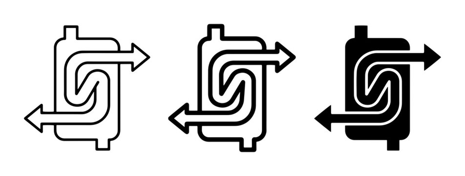 Heat Exchanger Icons, Fluid Flow Diagrams, Industrial Process Symbols