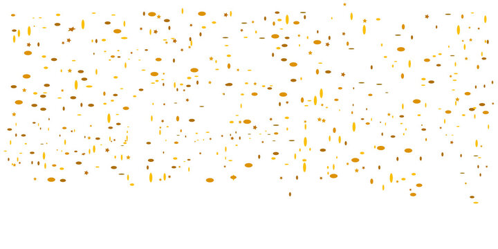 Gold confetti seamless border on white background festive celebration vector