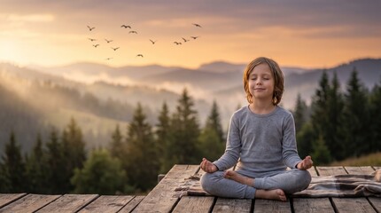 Fototapeta premium woman meditating on the beach