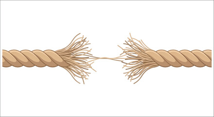Broken rope with frayed ends a vector illustration against a white background strand fibers cordage twine © mdashraful