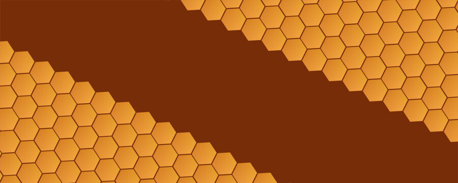 4K Ultra HD Yellow orange honeycomb hexagonal background with repeated pattern. Yellow tech geometric background. Hexagonal background. Bee and bee hive honeycomb texture.