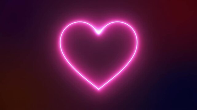 Glowing pink heart shape floating on a dark background