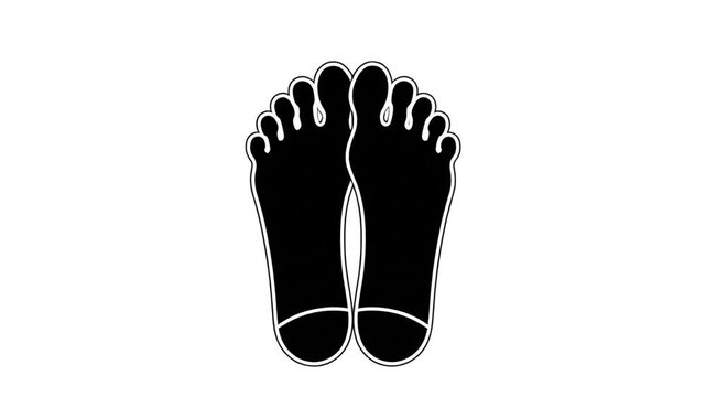 Flat graphic illustration of a pair of black sock silhouettes with white toe outlines and heel segments, isolated on a plain white background for minimalist apparel icon designs.