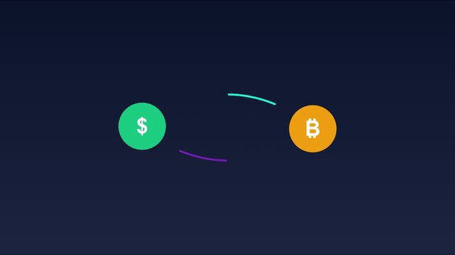 Dollar vs bitcoin currency comparison motion financial market concept animation 4k