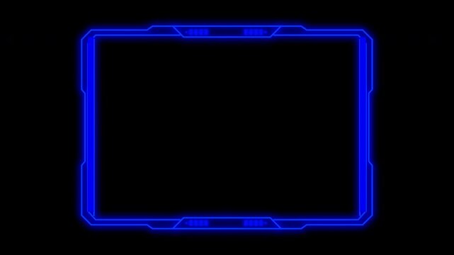 Futuristic hud video frame blue neon glowing technology interface border ui design