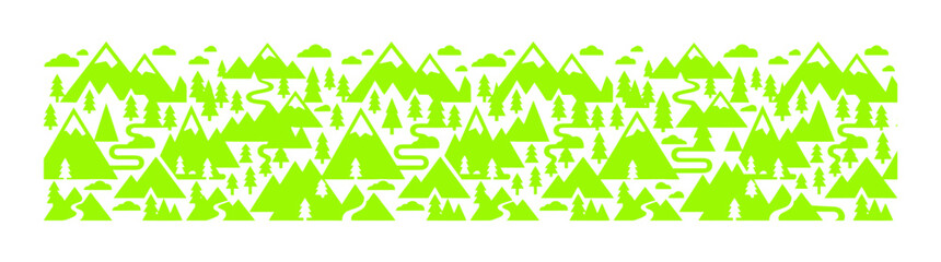 Fototapeta premium Stylized Green Mountain Landscape with Trees and Paths