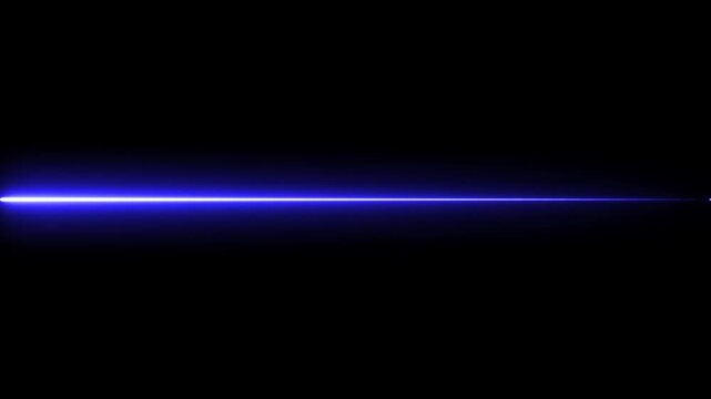 Straight neon lazer line color blue black background