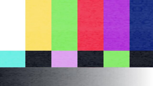 Retro television test pattern vibrant color bars and grayscale.  iconic broadcast signal 