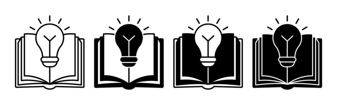 Open Book With Lightbulb Idea Icon Representing Knowledge.