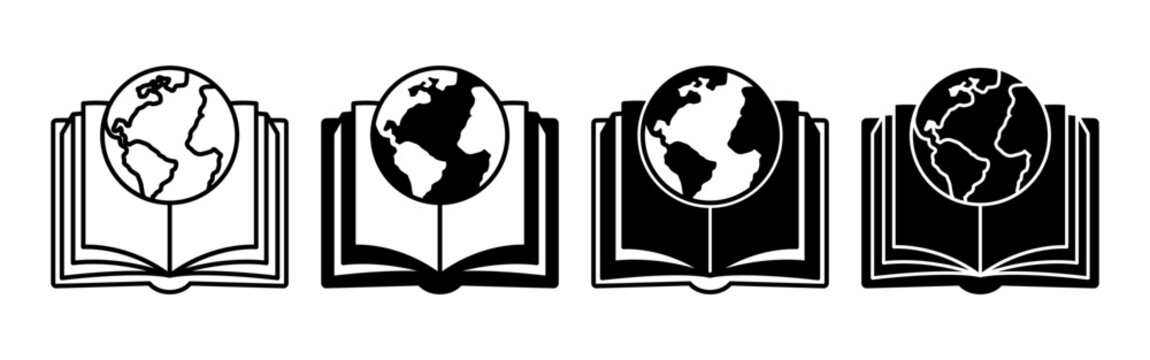 Open Book With Globe Symbol Representing Global Knowledge.