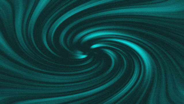Abstract teal spiral vortex background with grainy texture for digital wallpaper