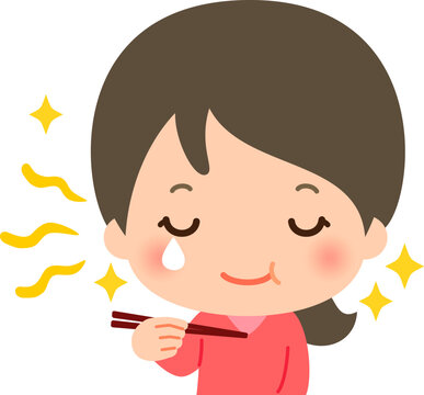 感動しながら料理を味わう若い女性