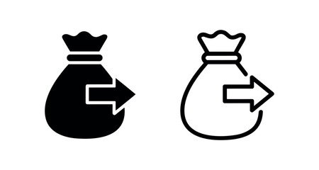 Fototapeta premium Money Bag with Spending Transfer Arrow Icon