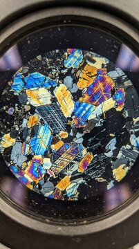 Mineral thin sections under polarized light