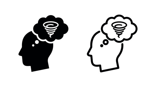 Confusion anxiety head icon set