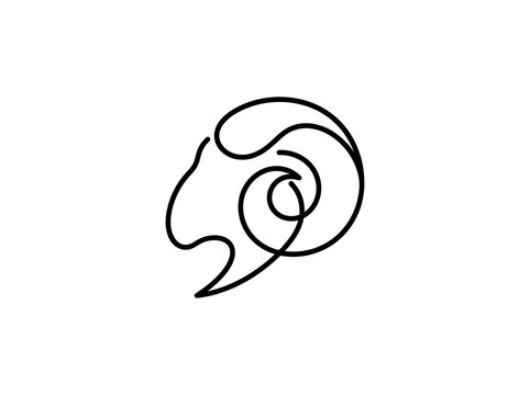 Stylized Line Art of a Rams Head Design.