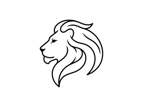 Stylized Lion Head Illustration with Elegant Lines.
