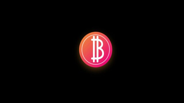 Glowing bitcoin cryptocurrency animation on 4k black background, blockchain digital currency