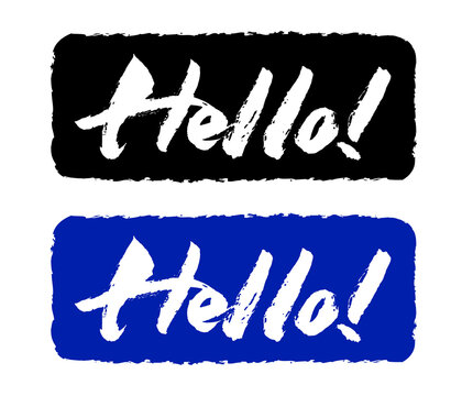Hello text hand drawn with a brush sticker icon
