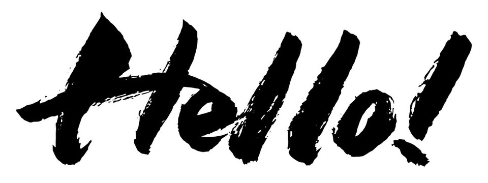 Hello text hand drawn with a brush