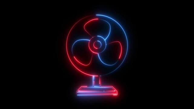 Neon animated table fan icon 