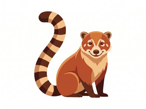 Cute Coati Vector Illustration Coatimundi Wild Animal Ringed Tail Icon
