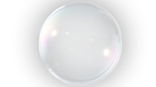 Transparent soap bubble png with floating glass sphere, iridescent shine, prism light effect and elegant background design.
