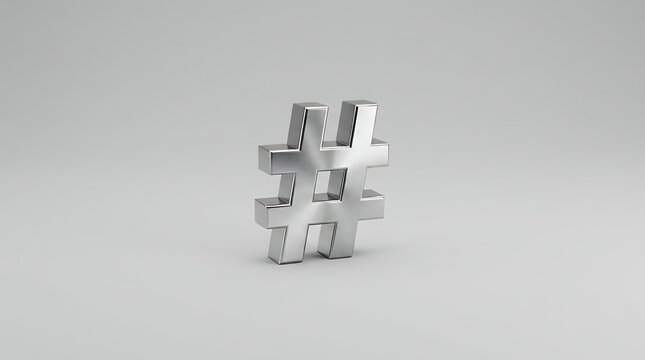 Silver hashtag icon in 3D representing social media symbol and digital marketing concept Silver hashtag icon 3D Silver hashtag icon 3D marketing silver hashtag icon 3D representing social media