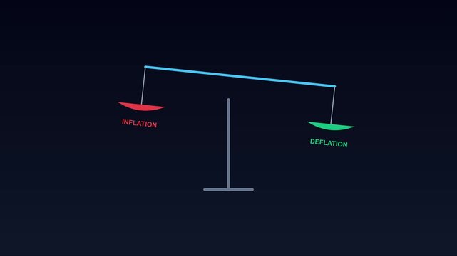 Inflation vs deflation economic balance scale motion concept animation 4k economy