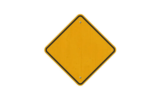 Blank yellow diamond traffic warning sign