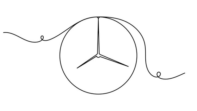 Timepiece clock icon sign continuous one line drawing moving on white background minimalist routine and time alert symbol 4k animation video