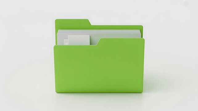 Green file folder with documents inside