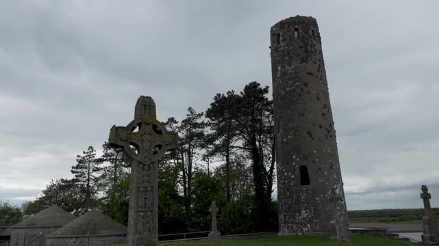 Ruined monastic settlement Clonmacnoise, County Offaly, Ireland