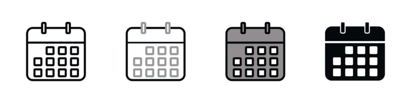 Calendar date reminder icon set with calendar schedule organizer interface business reminder