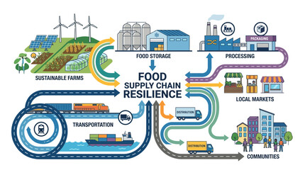 Fototapeta premium Food Supply Chain Resilience Flowchart