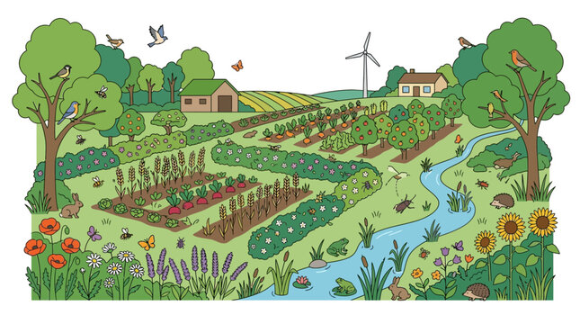Lush Countryside Farm with Organic Gardens and Wildlife