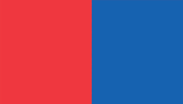 Minimalist vector background featuring a split screen design with vibrant red and classic blue panels. Smooth matte paper texture style makes this template perfect for every modern banner or backdrop.