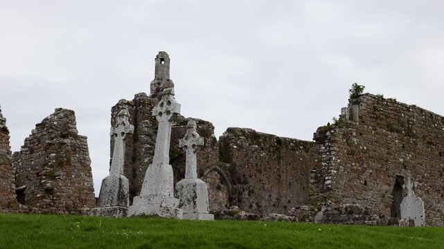 Ruined monastic settlement Clonmacnoise, County Offaly, Ireland