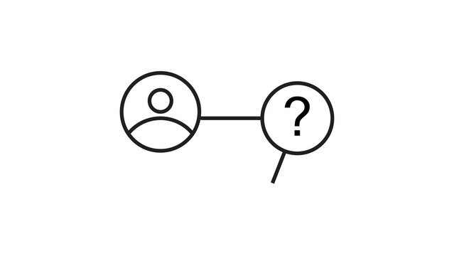 Unknown user profile icon with question mark in thin line style for digital web interface.