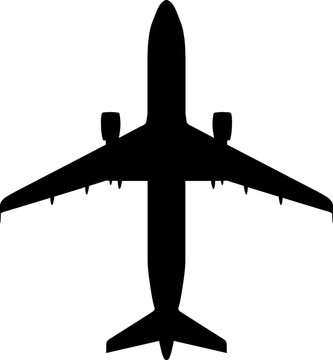 Airbus A320 Best-Selling Narrow-Body Jet Plan View Vector Silhouette Black Isolated White Background