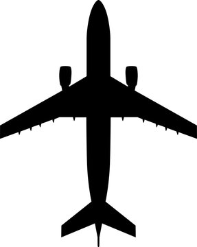 Airbus A300 Wide-Body Airliner Plan View Vector Silhouette Black Isolated White Background