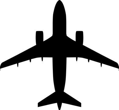 Airbus A318 Narrow-Body Short-Haul Jet Plan View Vector Silhouette Black Isolated White Background