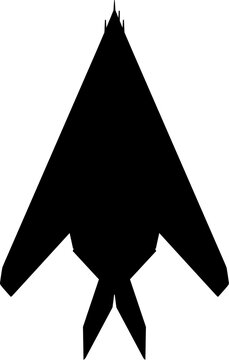 Lockheed F-117 Nighthawk Faceted Stealth Attack Aircraft Plan View Vector Silhouette Black Isolated White